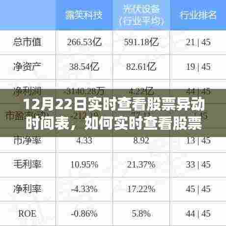 如何实时查看股票异动时间表，以12月22日为例的详细步骤指南及实时更新动态监测解析
