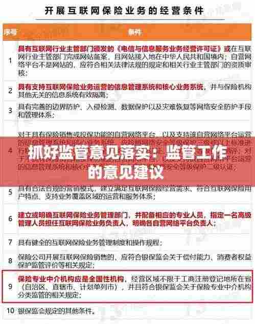 抓好监管意见落实:监管工作的意见建议