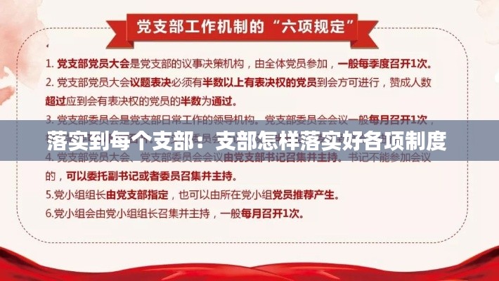 落实到每个支部:支部怎样落实好各项制度