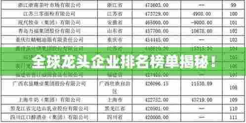 全球龙头企业排名榜单揭秘!